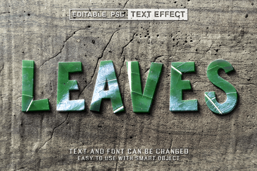 Leaves Editable Text Effect psd