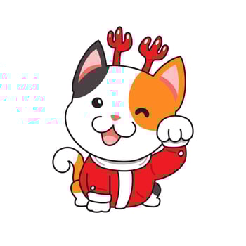 Cartoon cute cat with merry christmas costume vector