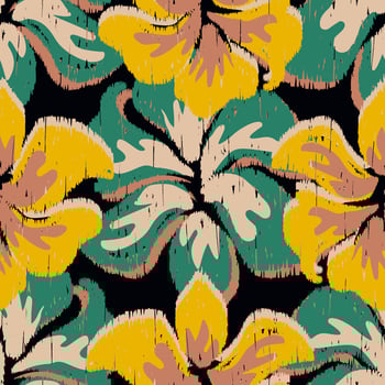 Ikat colorful abstract floral pattern. Ikat whimsical all over flowers seamless pattern. Watercolor ikat floral pattern use for fabric, textile, home decoration elements, upholstery, etc. vector