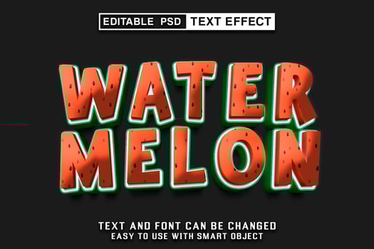 Water Melon Editable Text Effect psd