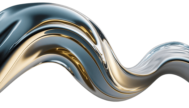 Abstract silver gradient curve. Flow chrome liquid metal waves isolated on white png