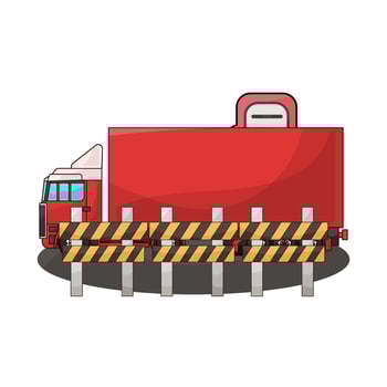 red Colored Container Truck vector