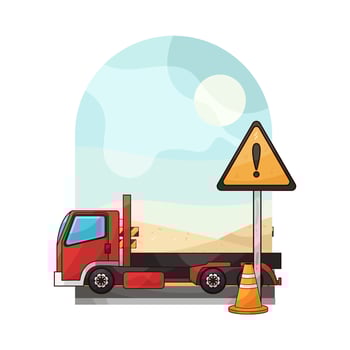 Flatbed Truck on Highway vector