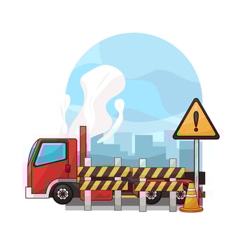 illustration of Flatbed Truck on Highway vector
