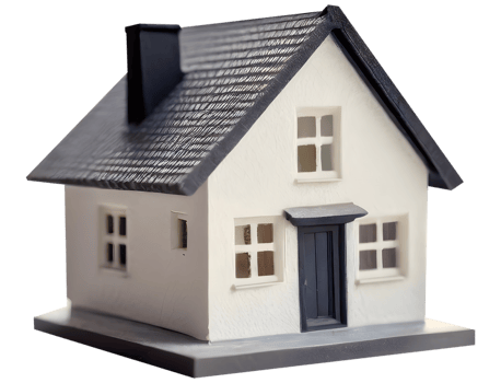 Miniature house is a symbol of mortgage and home ownership on blurred background. png
