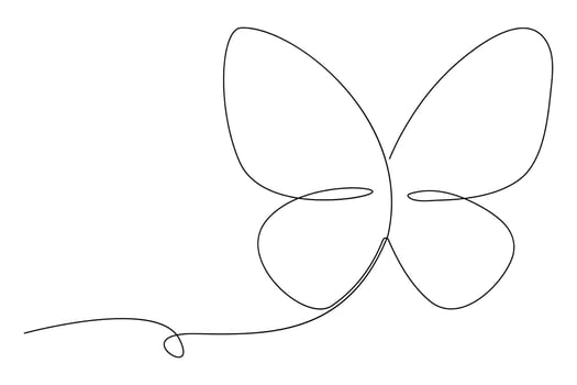 Elegant continuous one line butterfly outline art for beauty designs vector