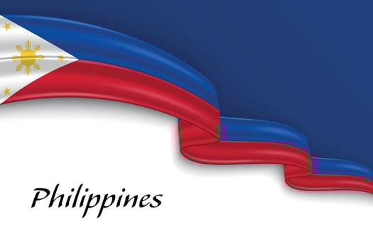 Waving ribbon with flag of Philippines vector