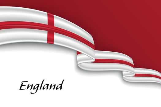 Waving ribbon with flag of England vector