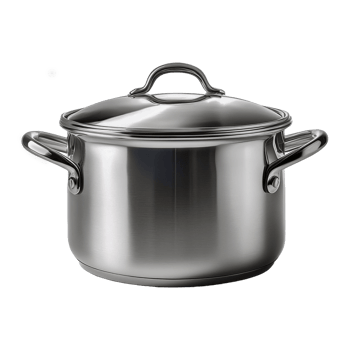 a silver pot with a lid that says pot on it. png