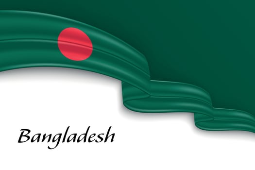 Waving ribbon with flag of Bangladesh vector