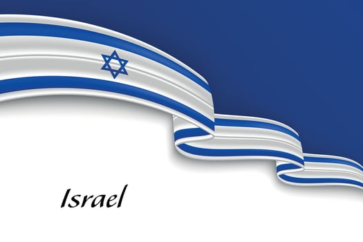 Waving ribbon with flag of Israel vector