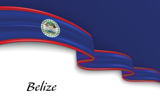 Waving ribbon with flag of Belize vector