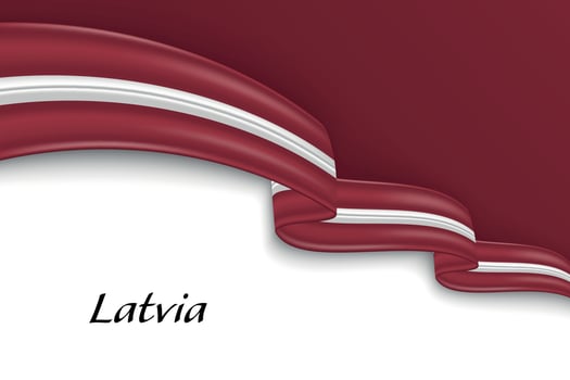 Waving ribbon with flag of Latvia vector