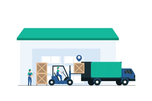 Logistics Worker Preparing Pallets for Shipping. Illustration vector