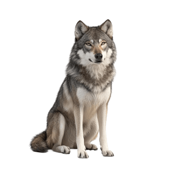 Wolf Standing on Hind Legs with White and Gray Coat and Sharp png