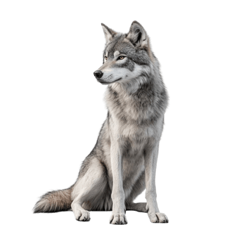 Wolf Sitting and Staring Directly at the Camera png
