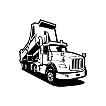 Premium Dump Truck Monochrome Design. Tipper Truck Silhouette design Isolated vector