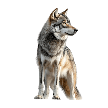 Gray Wolf Sitting with a Transparent Background, Wild Animal with a Black Background, Isolated Image of a Wolf, Furry Wolf with a Black Background, Transparent Image of a Gray Wolf png