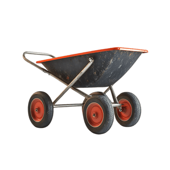 Four-Wheeled Garden Cart with a Transparent Background png