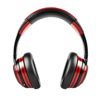 Red and Black Headphones with a Transparent Background for a Minimalist Design Aesthetic png