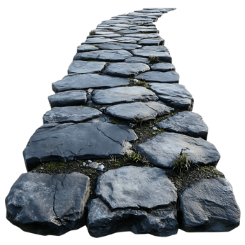 Cobblestone Path Winding Through Time with a Transparent Background png