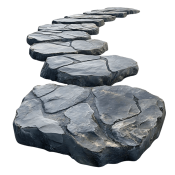 Stone Path with a Transparent Background Leading Upwards, a Journey of Stones with Transparency png