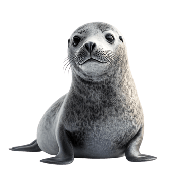 Adorable Baby Seal with Transparent Background, Curious Sea Pup with Black Background, Adorable Marine Animal with Transparent Background png
