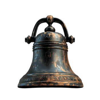 Ancient Copper Bell with a Transparent Background A Vintage Artifact with Intricate Details png