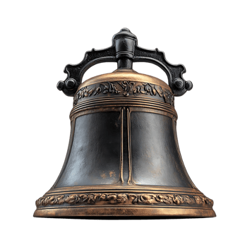 Antique Bronze Bell with Black Iron Handle Isolated on Transparent Background png