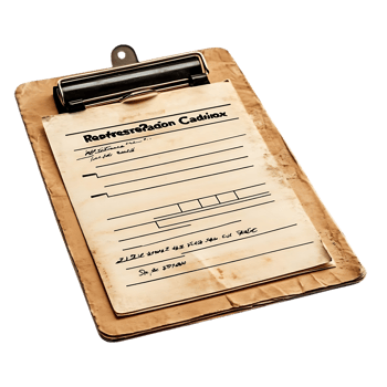 Vintage Clipboard with Handwritten Notes and Transparent Background png