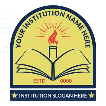 School logo design with book and candle symbol vector