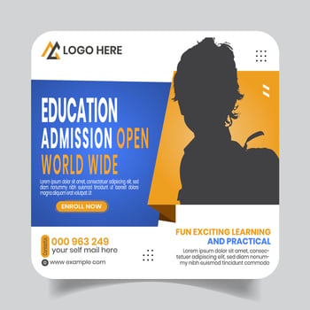 Back To School Web Banner Square Template vector