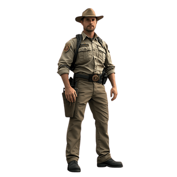 Game Warden Stands Tall with Transparent Background, Ready to Protect Our Wildlife png