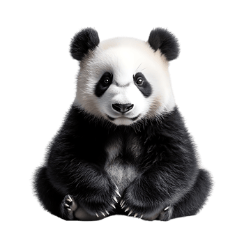 Cute Panda Bear Sitting with Transparent Background -  Adorable Animal Photography png