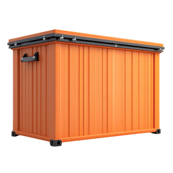 Orange Storage Container with a Transparent Background, Secure Lock and Durable Design, Perfect for Your Outdoor Storage Needs png