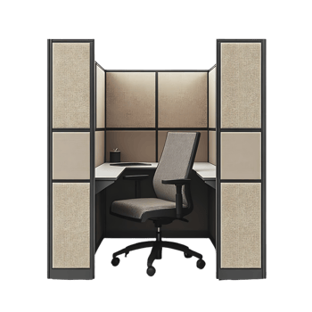 Modern Office Cubicle with Transparent Background, Featuring a Comfortable Chair and Desk for Productivity png