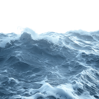 Ocean Waves Crashing with a Transparent Background, Beautiful Blue Water with White Foam png