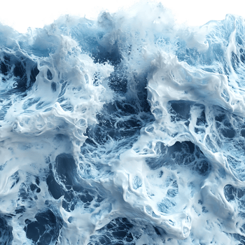 Ocean Waves Crashing, White Foam and Blue Water, Transparent Background png