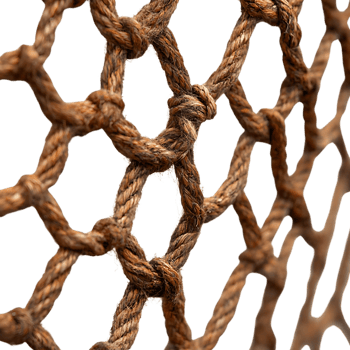 Close-Up of Brown Rope Netting with a Transparent Background png