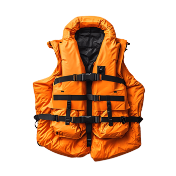 Orange Life Jacket with Black Straps on Transparent Background png