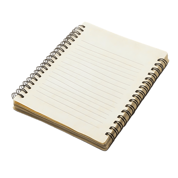 Blank Lined Notebook with Transparent Background - Open Spiral Bound Paper for Writing Ideas or Notes png