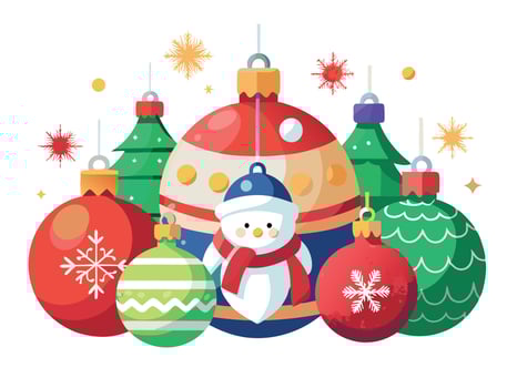Christmas ornaments with santa claus face and gold star shining brightly- vector