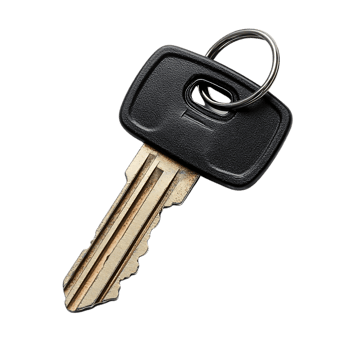 A Golden Key with a Black Plastic Head, Transparent Background png