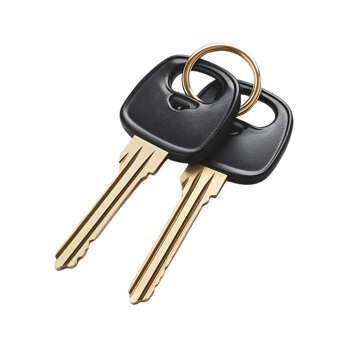 Two Black Keys with Gold Ring on a Transparent Background png