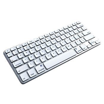 Wireless Keyboard with Transparent Background, Compact Design, Silent Keys, Bluetooth Connectivity, and White Color png