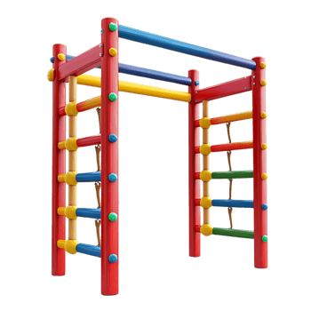 Colorful Wooden Climbing Frame with Transparent Background for Kids Playground png