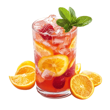 Refreshing Summer Citrus and Raspberry Cocktail with a Transparent Background png