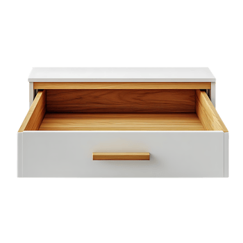 White Drawer with Wooden Handle and Transparent Background png