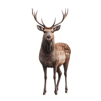 A Majestic Deer Stands Tall Against a Transparent Background, Its Antlers Branching Out, Its Coat Spotted with White png