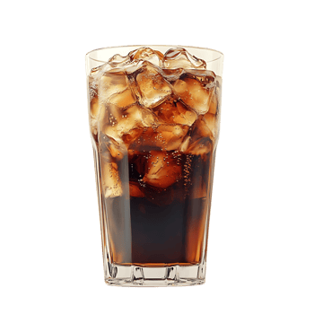 Refreshing Cola with Ice Cubes in a Glass with a Transparent Background png